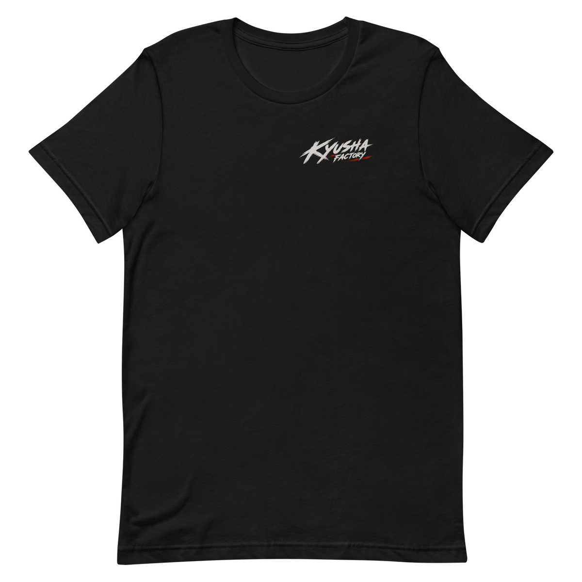 KE70 Fighter Plane Tee – black, front left-chest Kyusha Factory logo