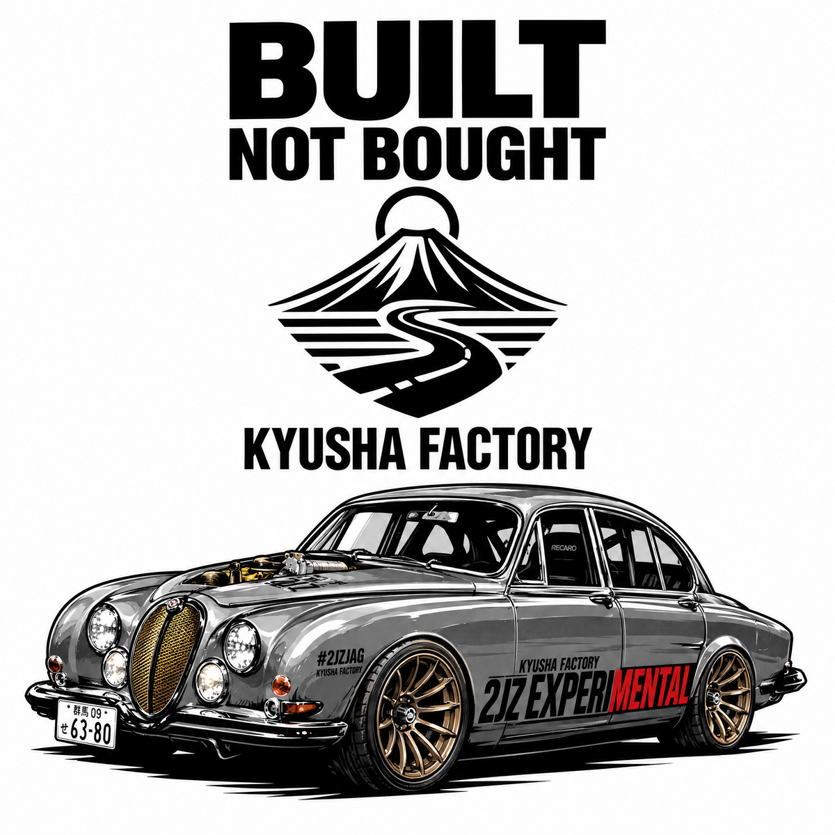 Built Not Bought Jag sticker 20×20
