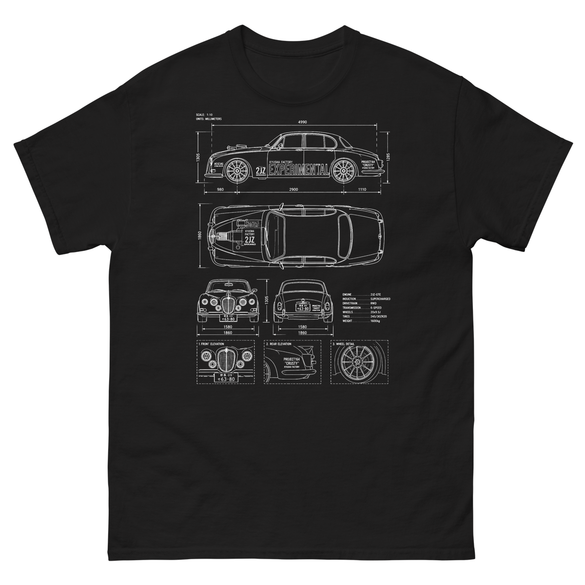Secret Plans Project64 Crusty Jag Tee – black – flat front print