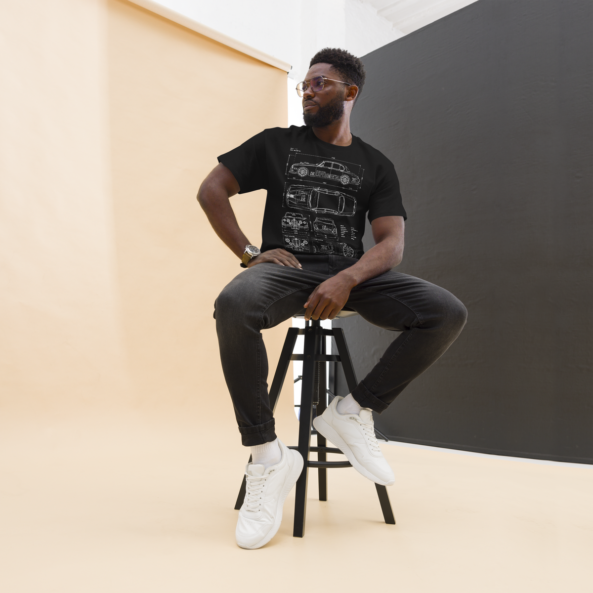 Secret Plans Project64 Crusty Jag Tee – black – on-model front print (men)